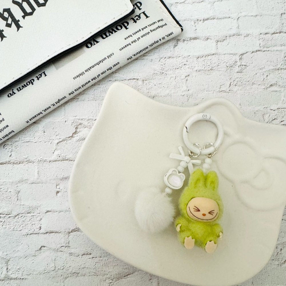 Cute Kawaii Keychain with White Pom Pom